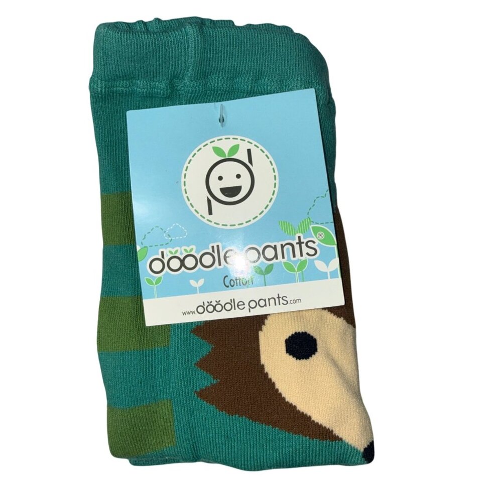 Doodle Pants Baby Leggings 18-24 Months Green Brown Cotton Hedgehog Design